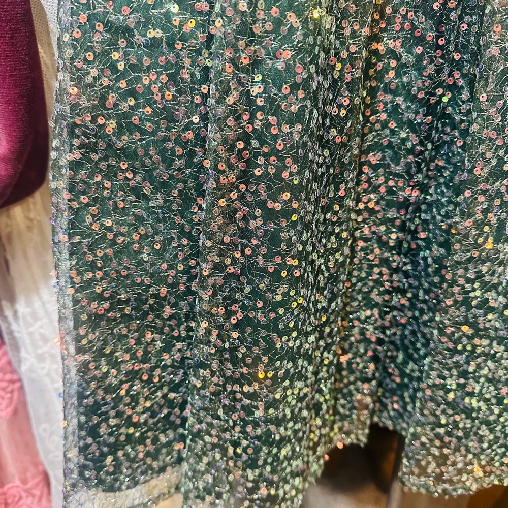 Emerald Sundae Altar’d State Mini Party Dress Sparkle Green & Gold S - Picture 15 of 16